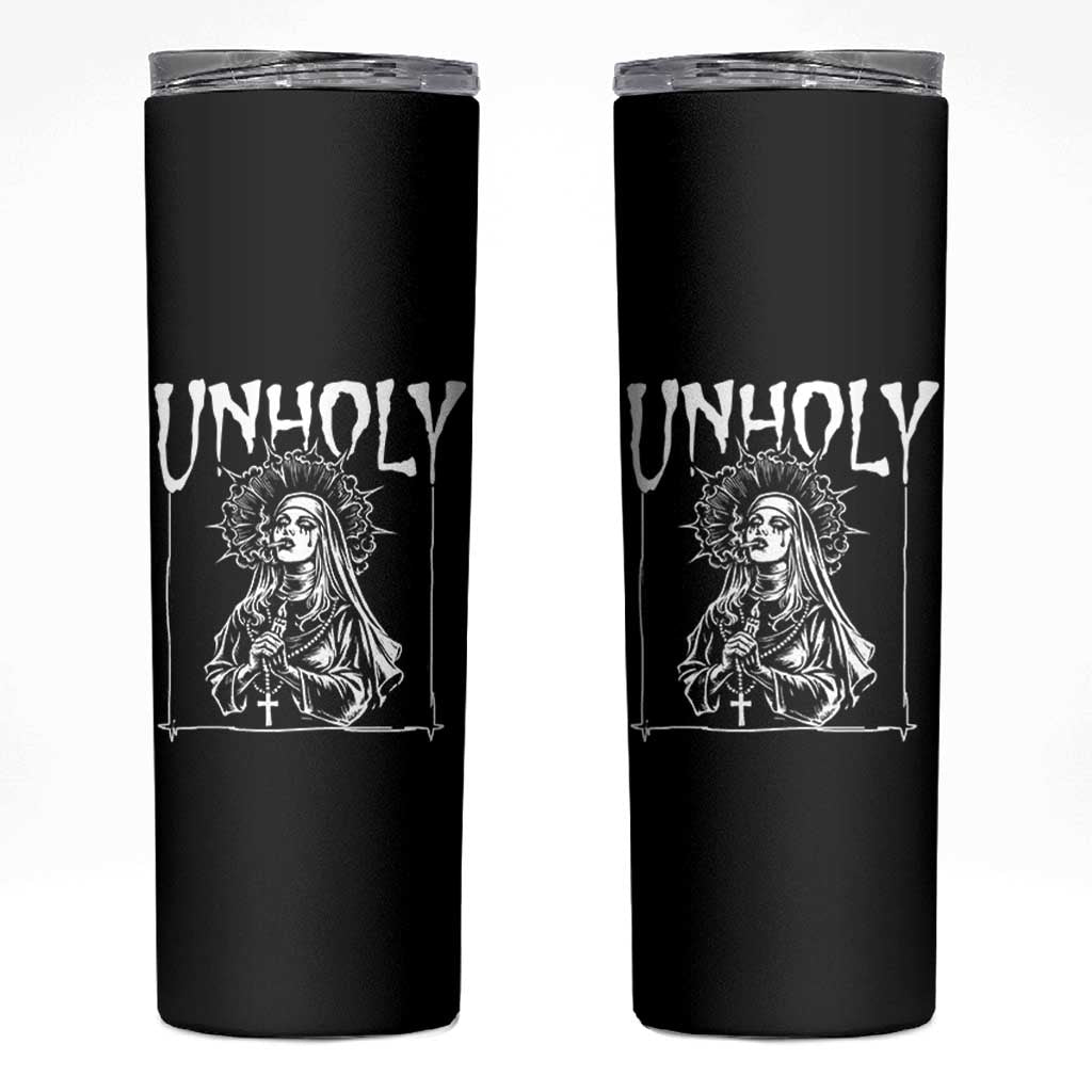 Unholy Nun Skinny Tumbler Funny Horror Unholy Nun Satan Baphomet Gothic