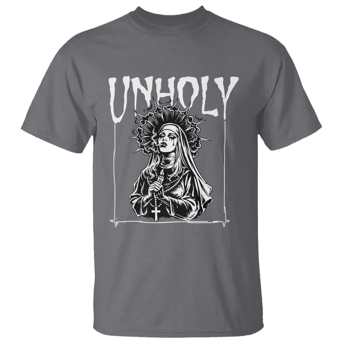 Unholy Nun T Shirt Funny Horror Unholy Nun Satan Baphomet Gothic