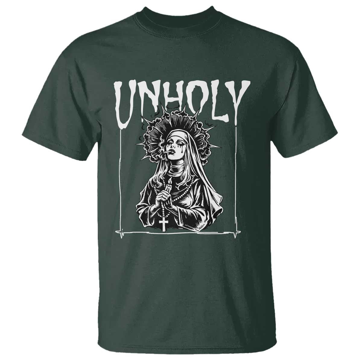 Unholy Nun T Shirt Funny Horror Unholy Nun Satan Baphomet Gothic