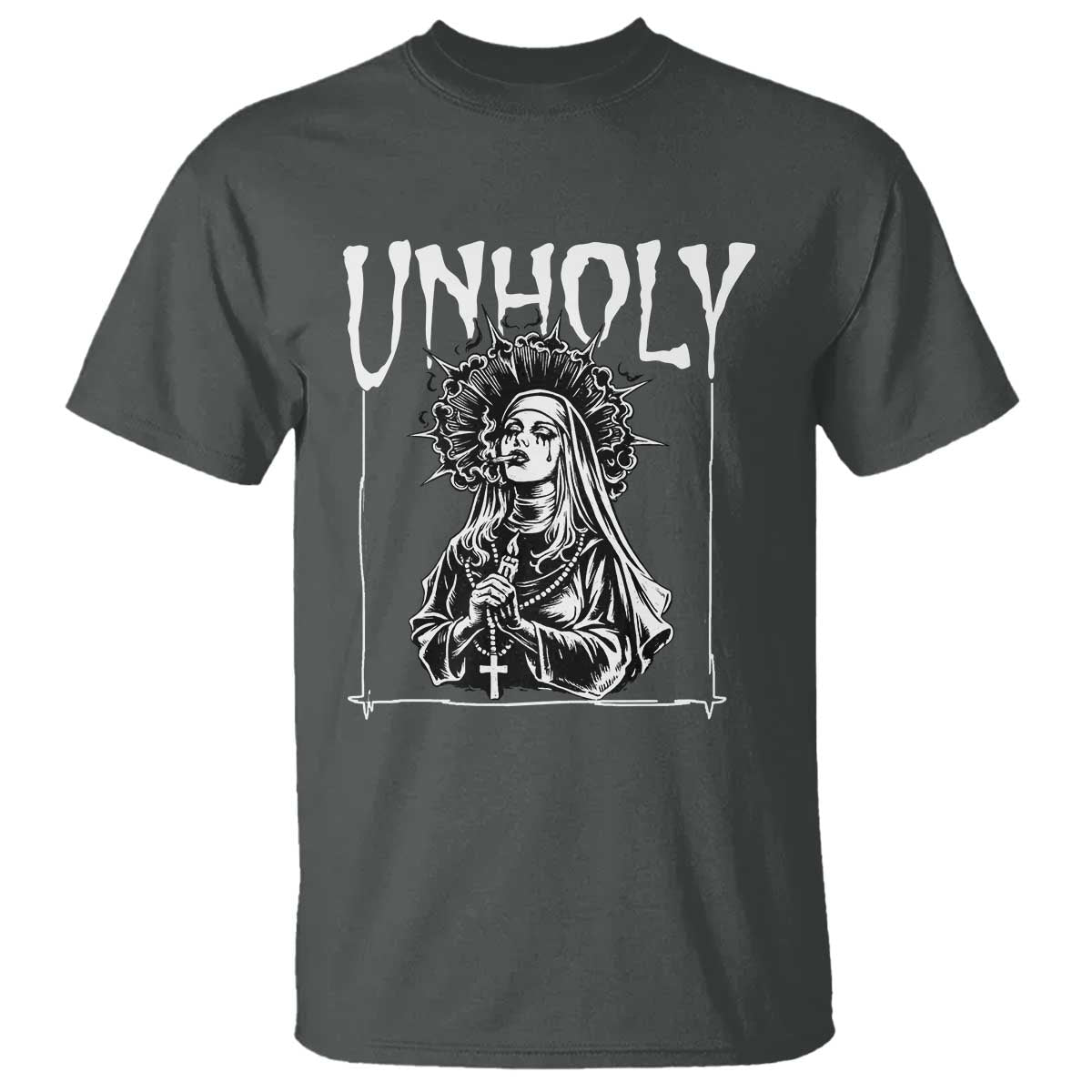 Unholy Nun T Shirt Funny Horror Unholy Nun Satan Baphomet Gothic