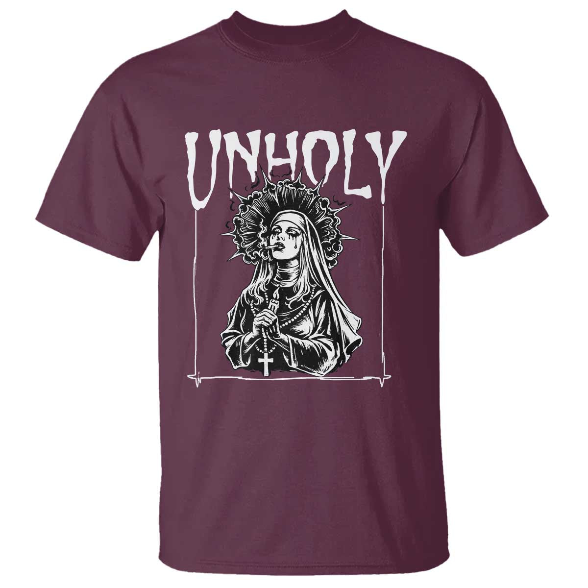 Unholy Nun T Shirt Funny Horror Unholy Nun Satan Baphomet Gothic