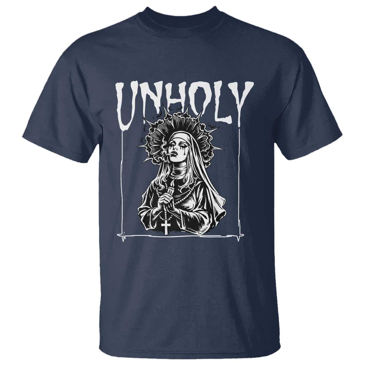 Unholy Nun T Shirt Funny Horror Unholy Nun Satan Baphomet Gothic