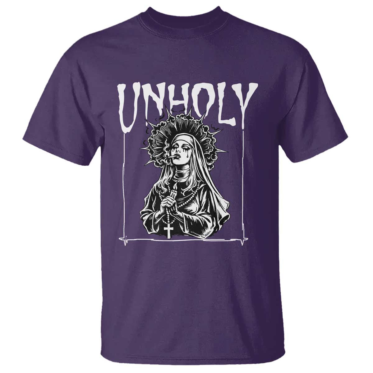 Unholy Nun T Shirt Funny Horror Unholy Nun Satan Baphomet Gothic