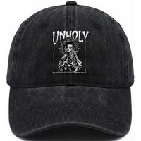Unholy Nun Washed Cotton Baseball Cap Funny Horror Unholy Nun Satan Baphomet Gothic