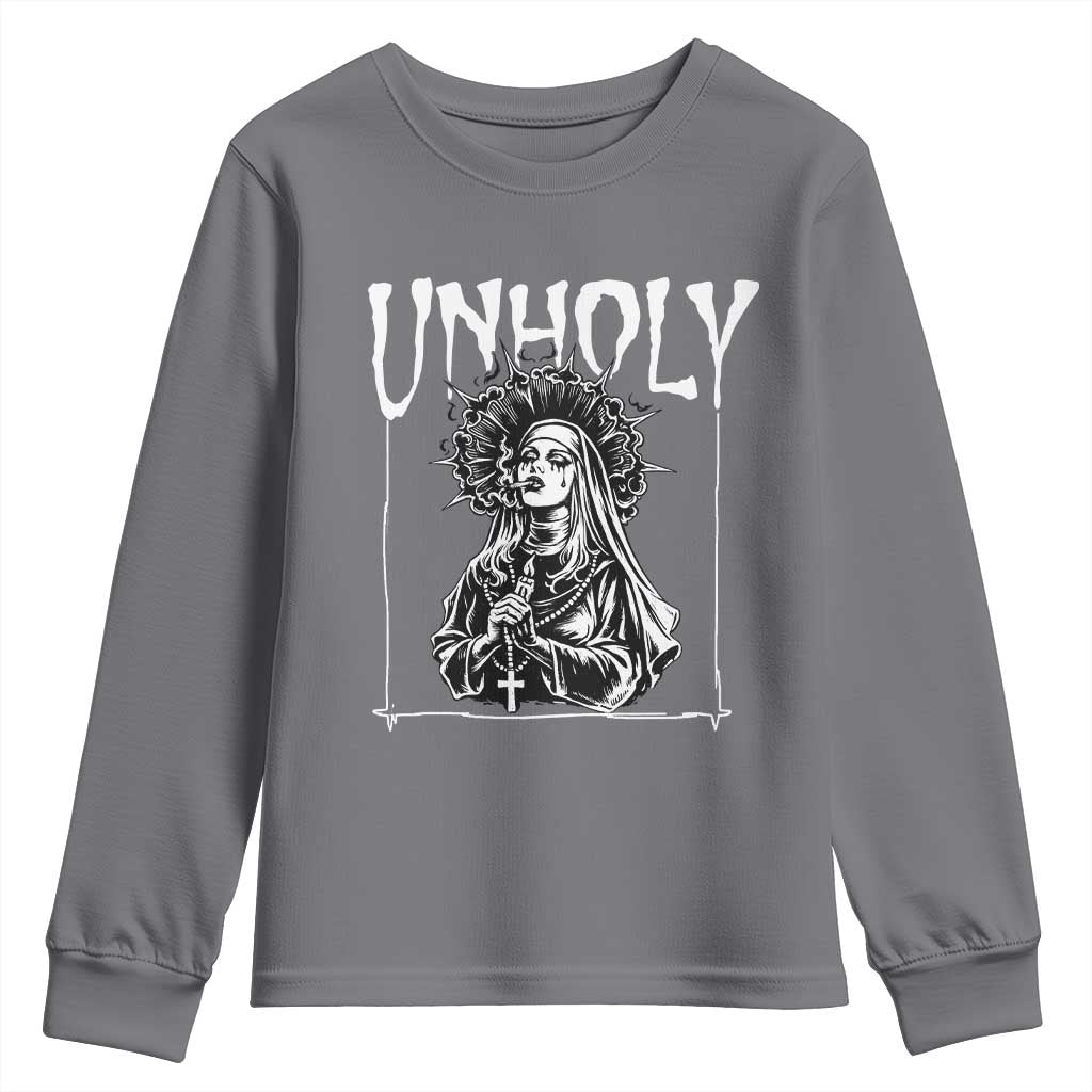 Unholy Nun Youth Sweatshirt Funny Horror Unholy Nun Satan Baphomet Gothic