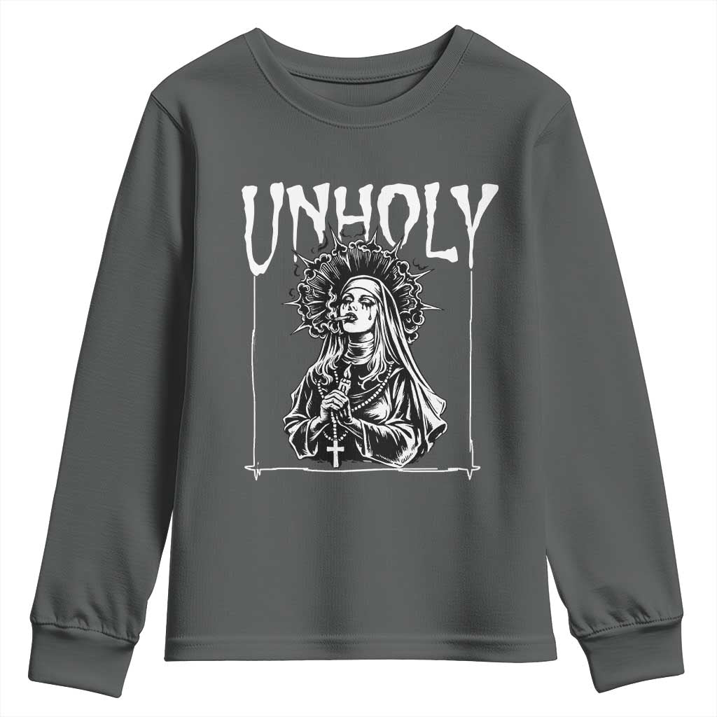 Unholy Nun Youth Sweatshirt Funny Horror Unholy Nun Satan Baphomet Gothic