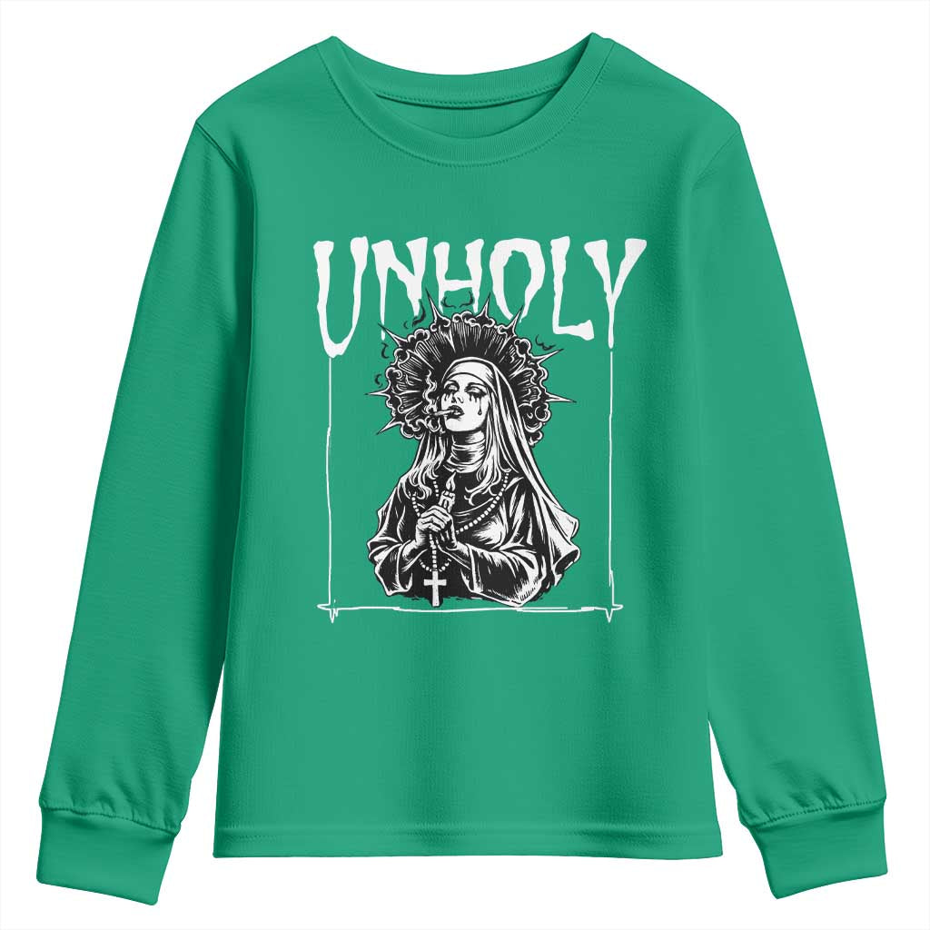 Unholy Nun Youth Sweatshirt Funny Horror Unholy Nun Satan Baphomet Gothic