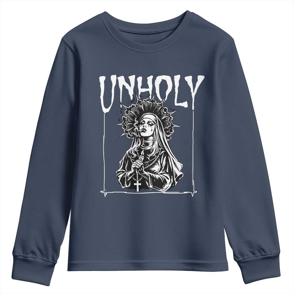 Unholy Nun Youth Sweatshirt Funny Horror Unholy Nun Satan Baphomet Gothic