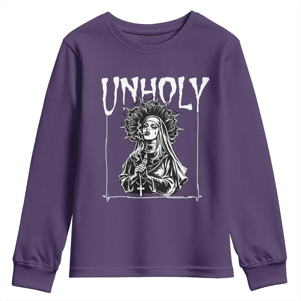 Unholy Nun Youth Sweatshirt Funny Horror Unholy Nun Satan Baphomet Gothic