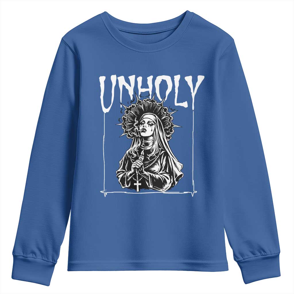 Unholy Nun Youth Sweatshirt Funny Horror Unholy Nun Satan Baphomet Gothic