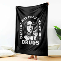 Funny Unholy Nun Throw Blanket Please Do Not Feed The Whores Drugs