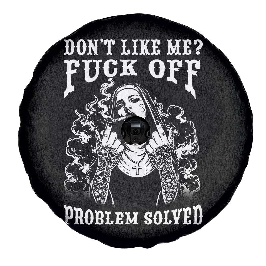 Funny Unholy Nun Spare Tire Cover Don't Like Me Fuck Off Problem Solved