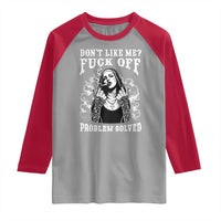 Funny Unholy Nun Raglan Shirt Don't Like Me Fuck Off Problem Solved