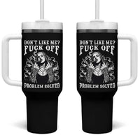 Funny Unholy Nun Tumbler With Handle Don't Like Me Fuck Off Problem Solved