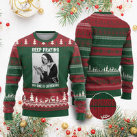 Funny Smoking Nun Ugly Christmas Sweater Keep Praying No One Is Listening
