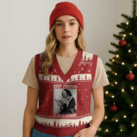 Funny Smoking Nun V-Neck Knit Sweater Vest Keep Praying No One Is Listening