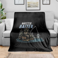 Funny Raccoon Fishing Throw Blanket Master Baiter Fisherman