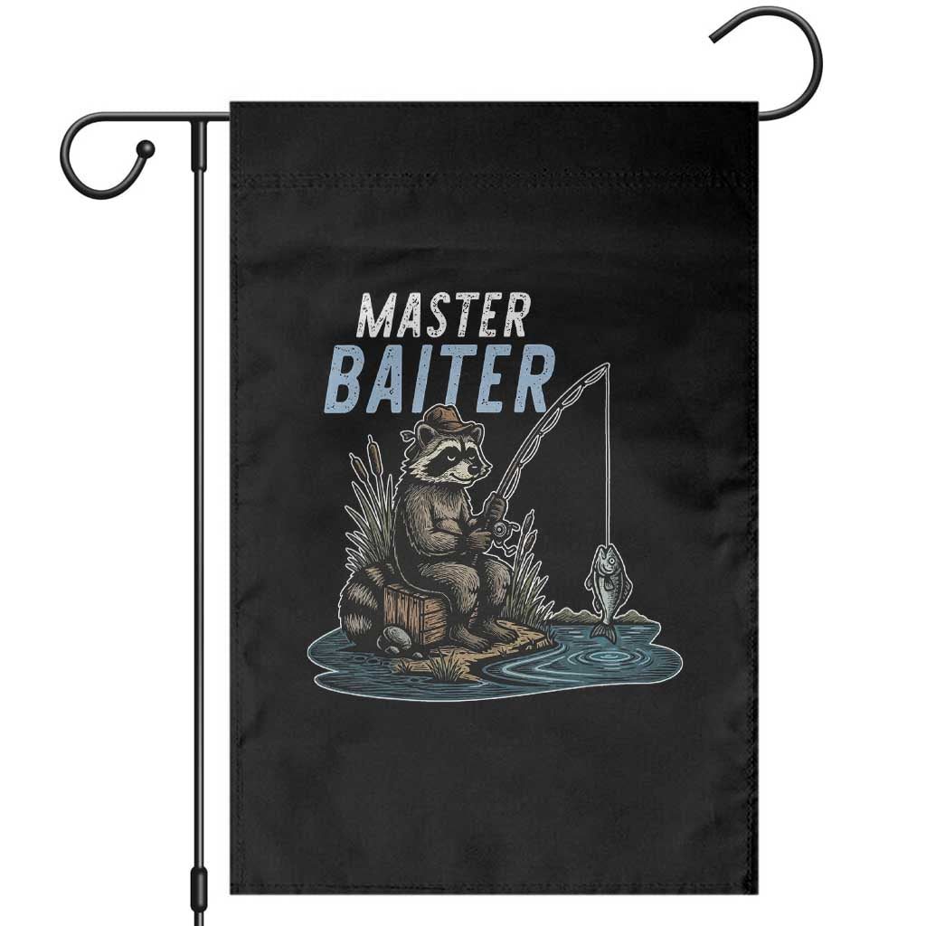 Funny Raccoon Fishing Garden Flag Master Baiter Fisherman