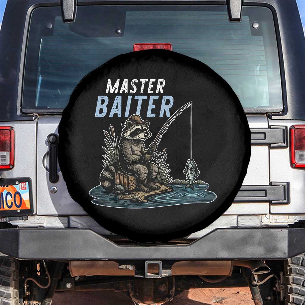 Funny Raccoon Fishing Spare Tire Cover Master Baiter Fisherman