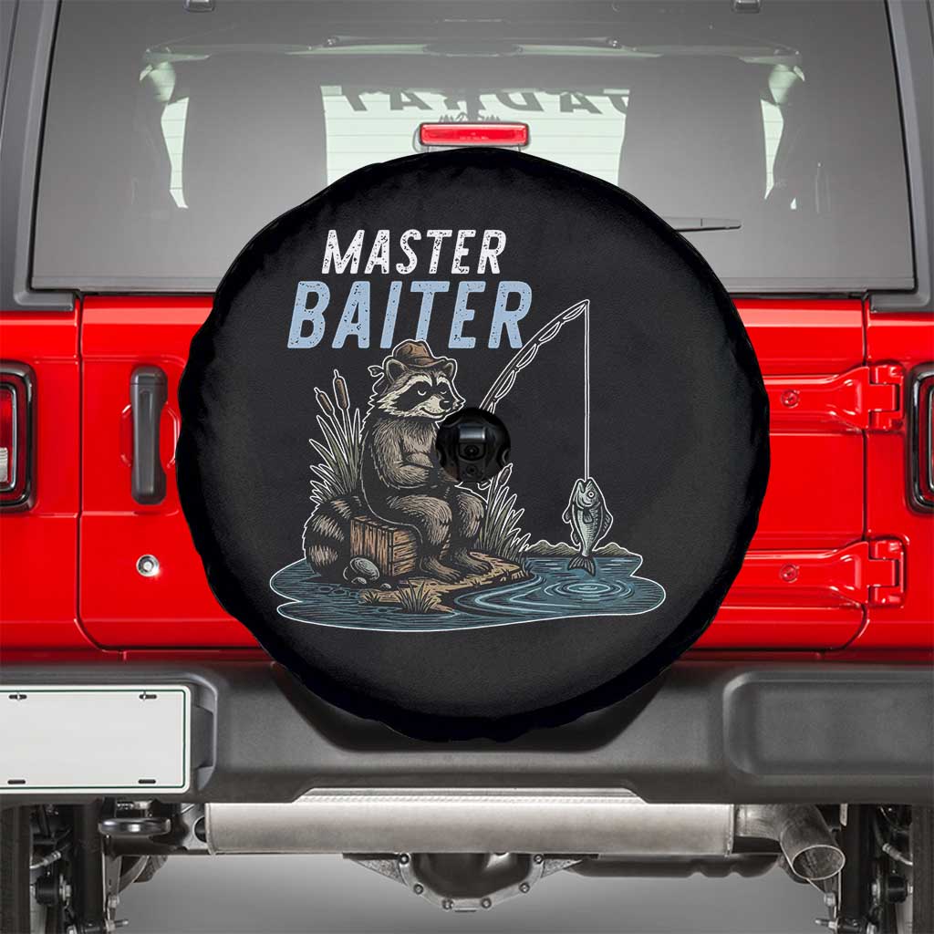 Funny Raccoon Fishing Spare Tire Cover Master Baiter Fisherman