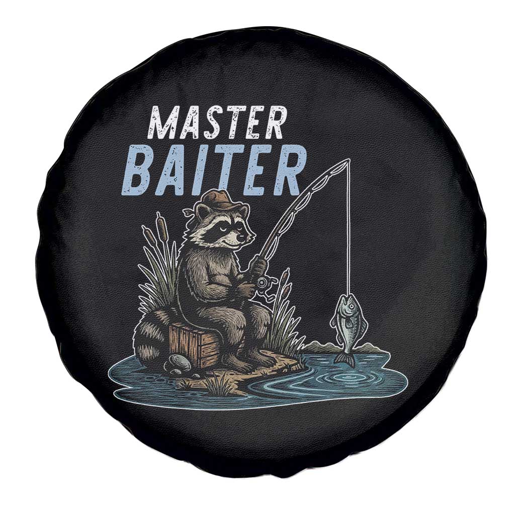 Funny Raccoon Fishing Spare Tire Cover Master Baiter Fisherman