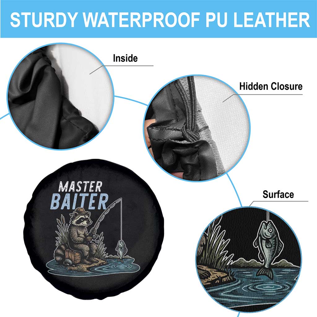 Funny Raccoon Fishing Spare Tire Cover Master Baiter Fisherman
