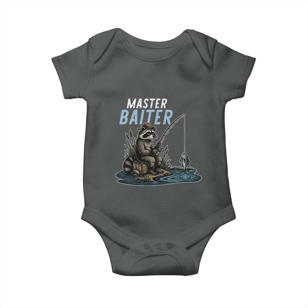 Funny Raccoon Fishing Baby Onesie Master Baiter Fisherman
