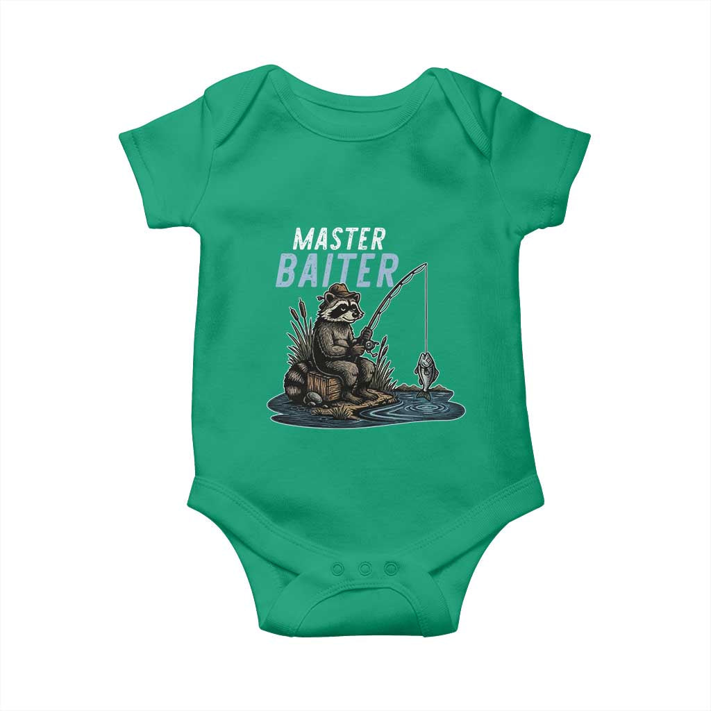 Funny Raccoon Fishing Baby Onesie Master Baiter Fisherman