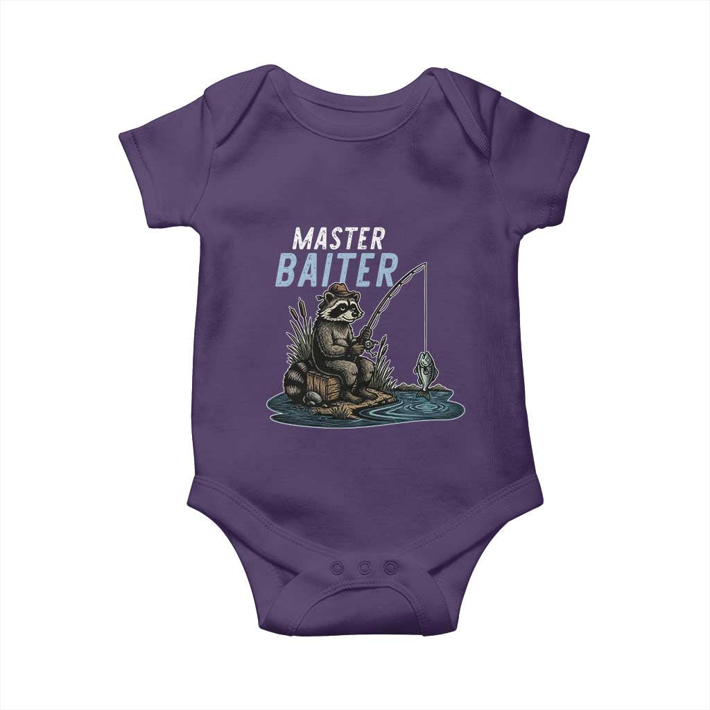 Funny Raccoon Fishing Baby Onesie Master Baiter Fisherman