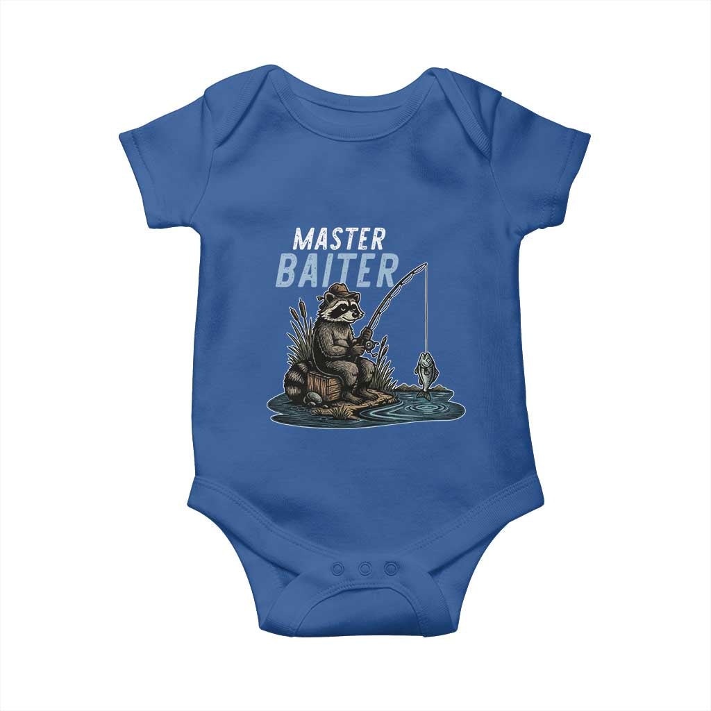 Funny Raccoon Fishing Baby Onesie Master Baiter Fisherman