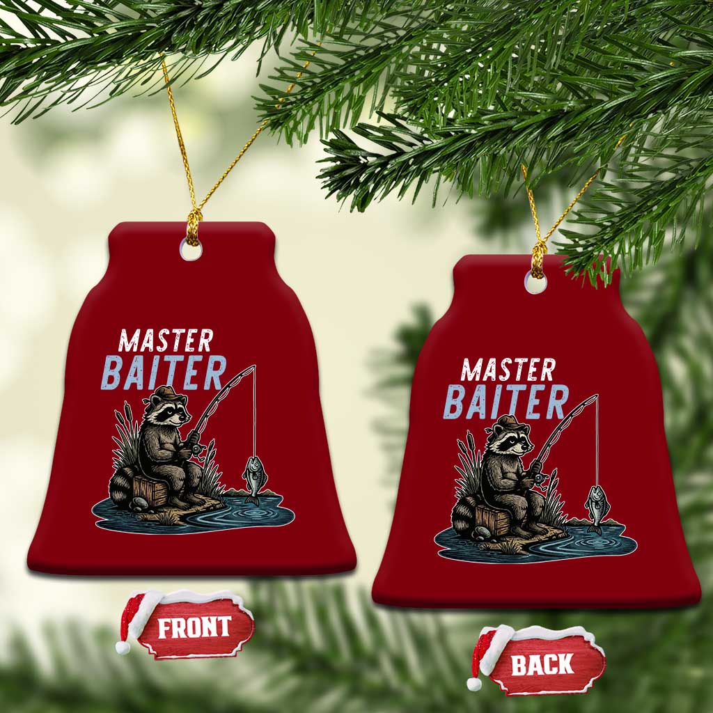 Funny Raccoon Fishing Ceramic Ornament Master Baiter Fisherman