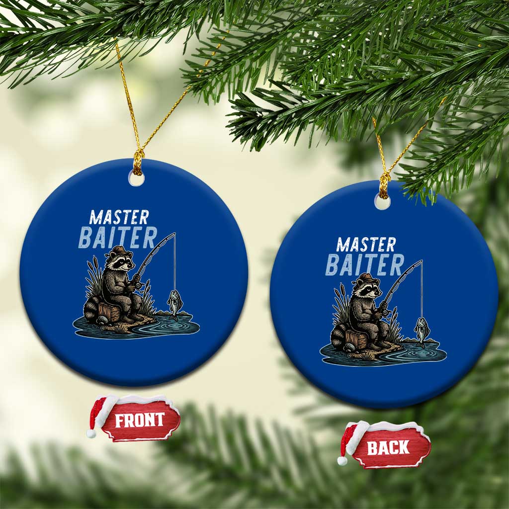 Funny Raccoon Fishing Ceramic Ornament Master Baiter Fisherman