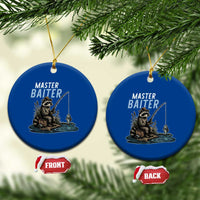 Funny Raccoon Fishing Ceramic Ornament Master Baiter Fisherman