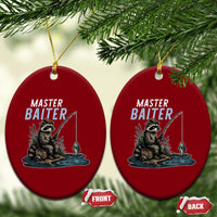 Funny Raccoon Fishing Ceramic Ornament Master Baiter Fisherman
