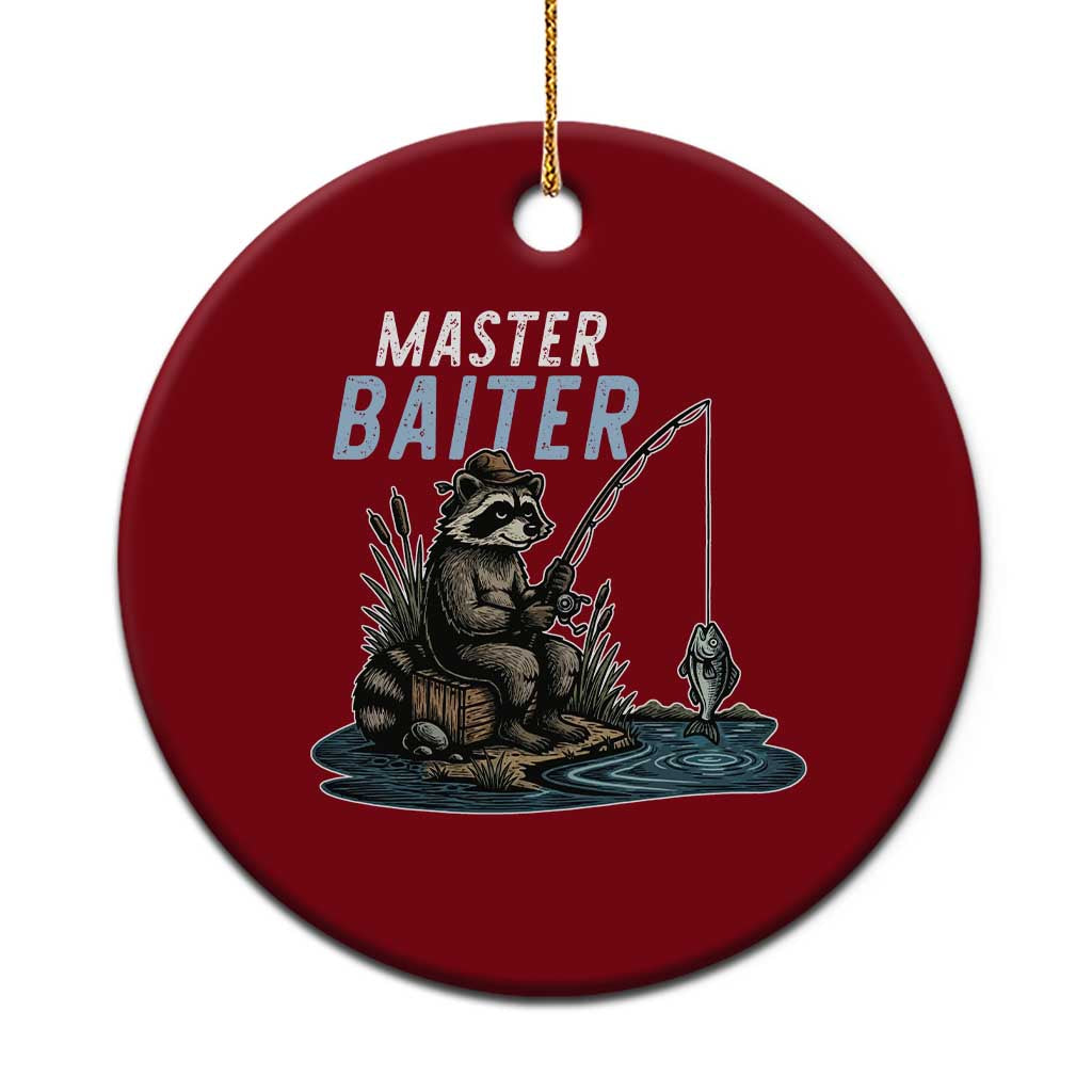 Funny Raccoon Fishing Ceramic Ornament Master Baiter Fisherman