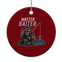 Funny Raccoon Fishing Ceramic Ornament Master Baiter Fisherman