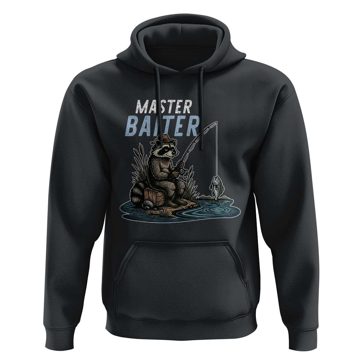 Funny Raccoon Fishing Hoodie Master Baiter Fisherman