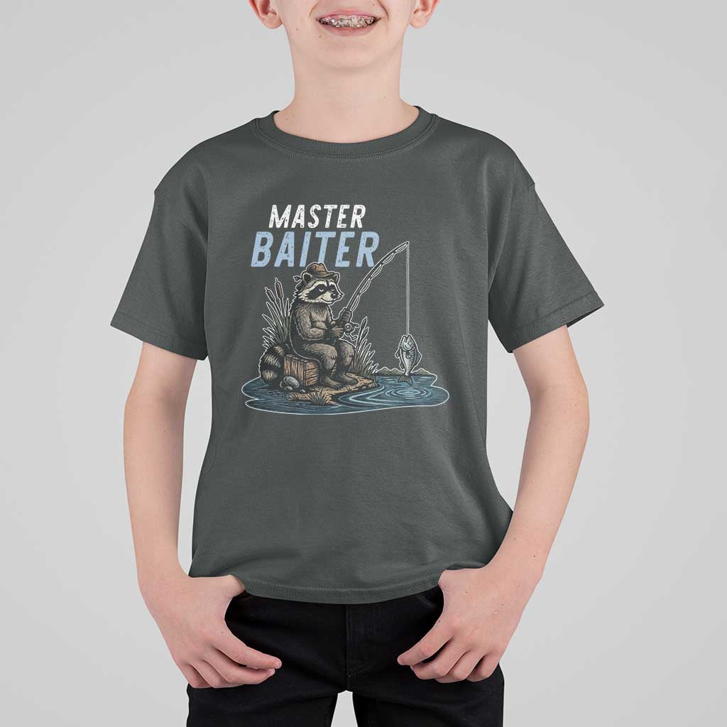 Funny Raccoon Fishing T Shirt For Kid Master Baiter Fisherman