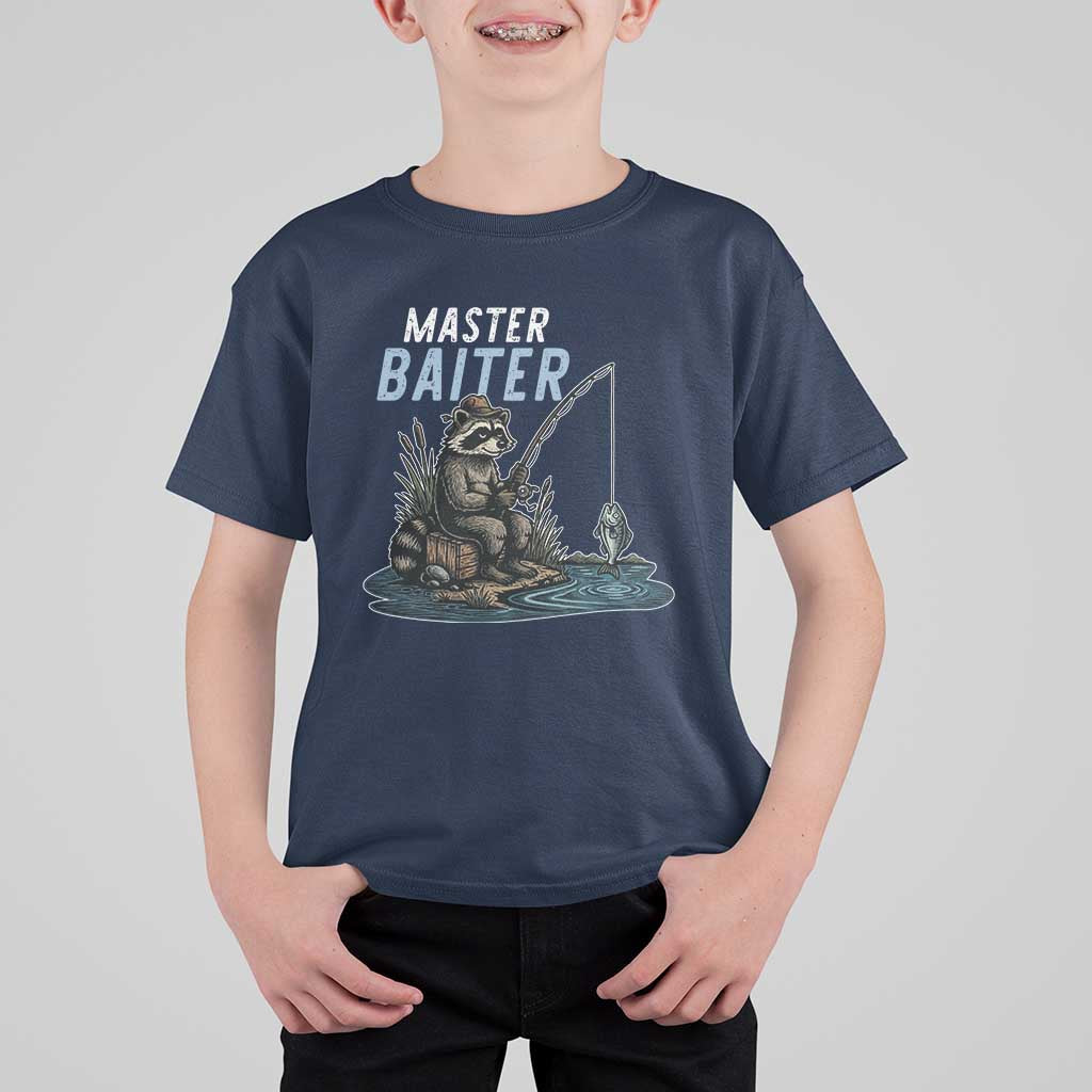 Funny Raccoon Fishing T Shirt For Kid Master Baiter Fisherman