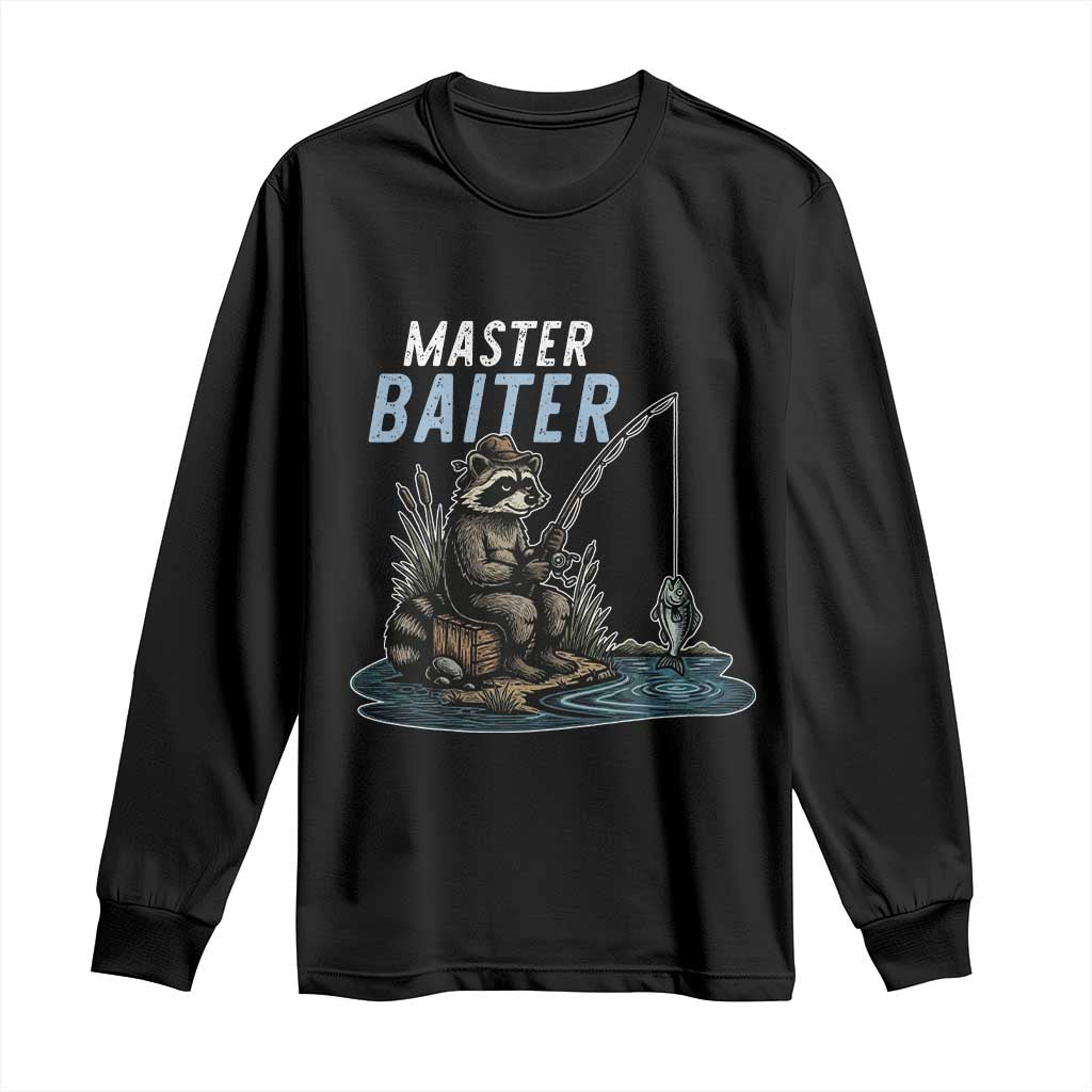 Funny Raccoon Fishing Long Sleeve Shirt Master Baiter Fisherman