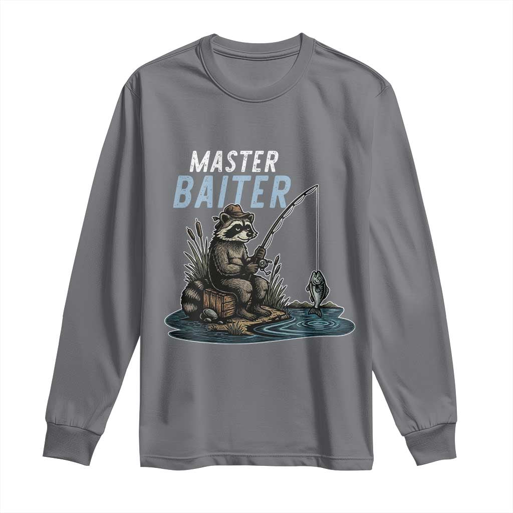 Funny Raccoon Fishing Long Sleeve Shirt Master Baiter Fisherman