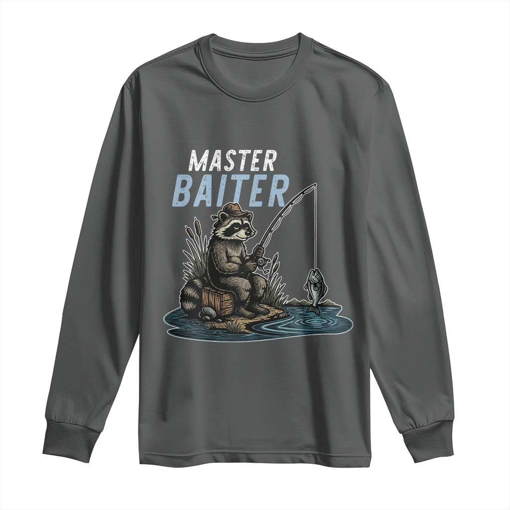 Funny Raccoon Fishing Long Sleeve Shirt Master Baiter Fisherman