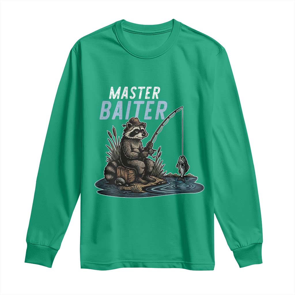 Funny Raccoon Fishing Long Sleeve Shirt Master Baiter Fisherman