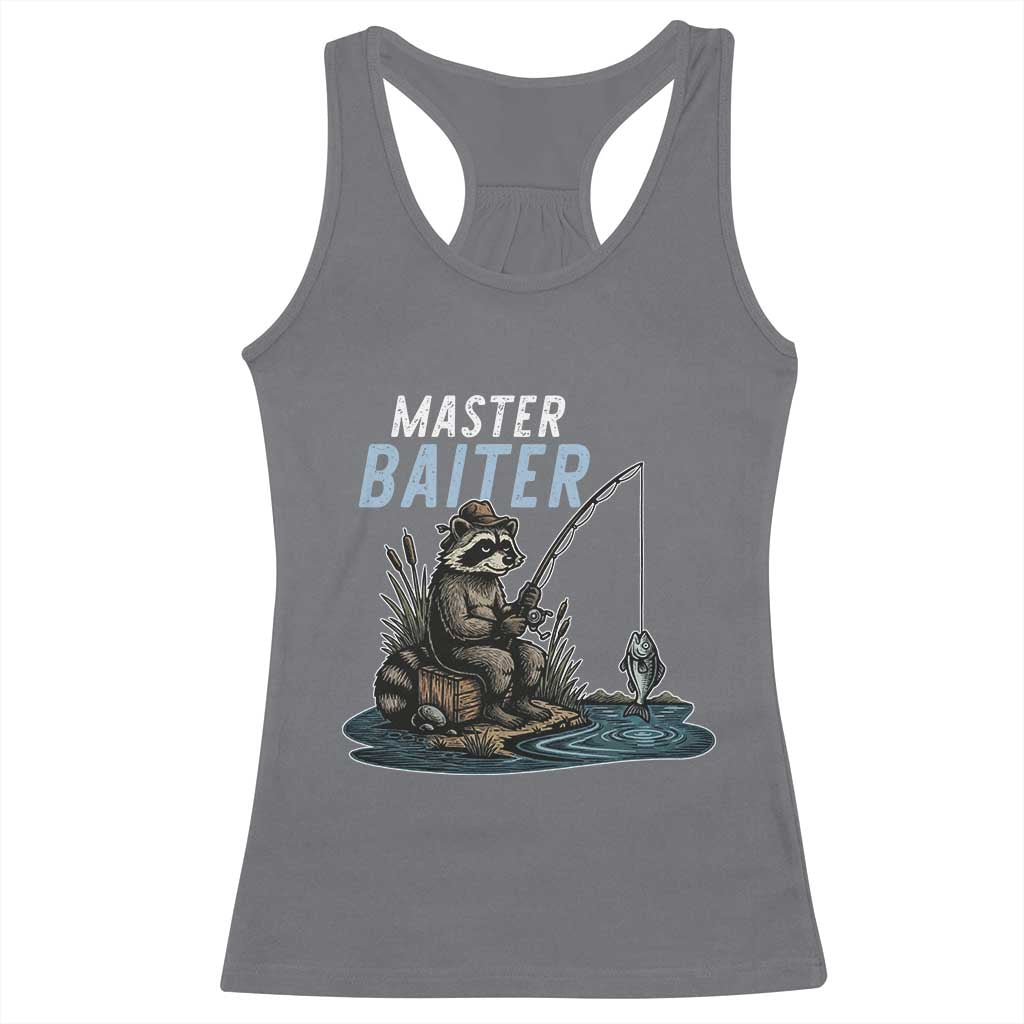 Funny Raccoon Fishing Racerback Tank Top Master Baiter Fisherman