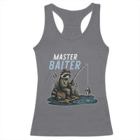 Funny Raccoon Fishing Racerback Tank Top Master Baiter Fisherman