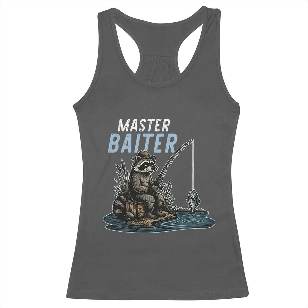 Funny Raccoon Fishing Racerback Tank Top Master Baiter Fisherman