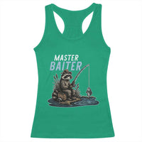 Funny Raccoon Fishing Racerback Tank Top Master Baiter Fisherman