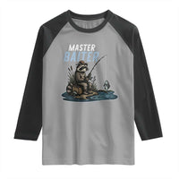 Funny Raccoon Fishing Raglan Shirt Master Baiter Fisherman