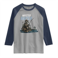 Funny Raccoon Fishing Raglan Shirt Master Baiter Fisherman