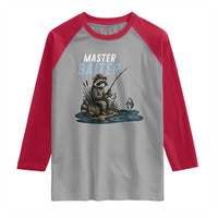 Funny Raccoon Fishing Raglan Shirt Master Baiter Fisherman